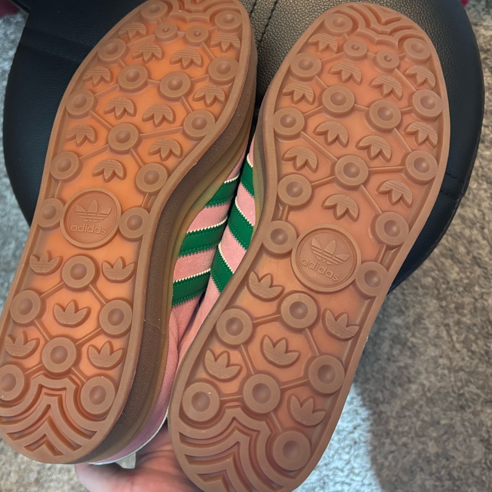 adidas Gazelle Platform Sneakers in Pink and Green with Gum Sole - Picture 10 of 10